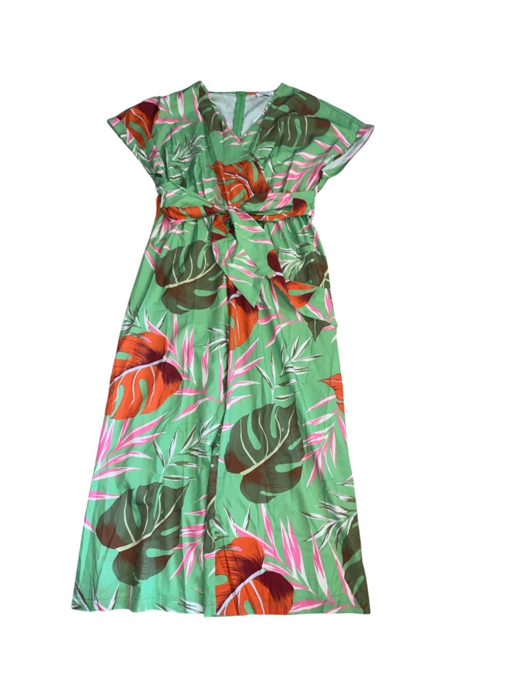 Soul of Curves tropical leaf print wide-leg jumpsuit